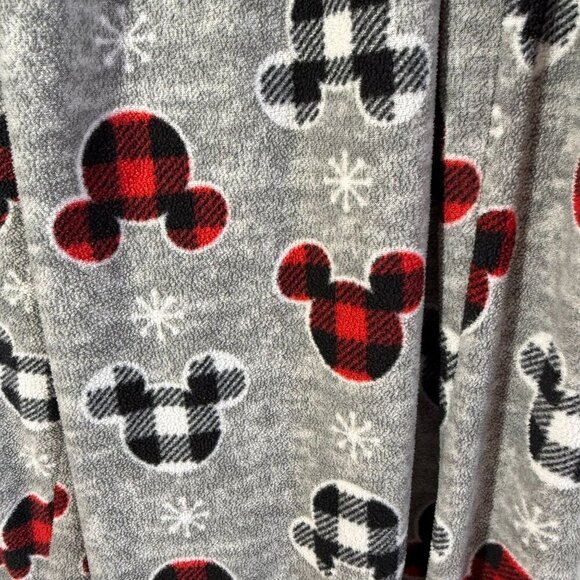 Disney Womens Gray Fleece Pajama Lounge Pants Plaid Mickey Mouse Pull On Medium - Picture 8 of 11
